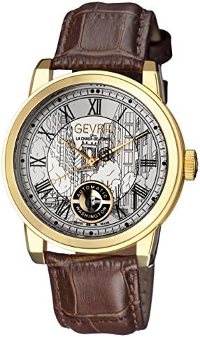 Gevril Washington Men's Swiss Automatic Brown Leather Strap Watch, (Model: 2622L)