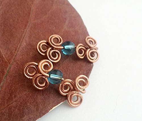 Blue quartz ear sweep - Ear climber Ear sweep Ear crawler Climber earring Blue quartz jewelry Elven earring Blue quartz earring Copper wire