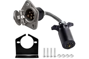 7 RV Blade Plug to 7 Way Pin Type Trailer Electrical Adapter Connector with Mounting Bracket