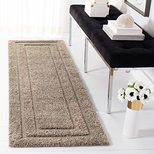 SAFAVIEH Florida Shag Collection Runner Rug - 2'3" x 9', Beige & Beige, Border…