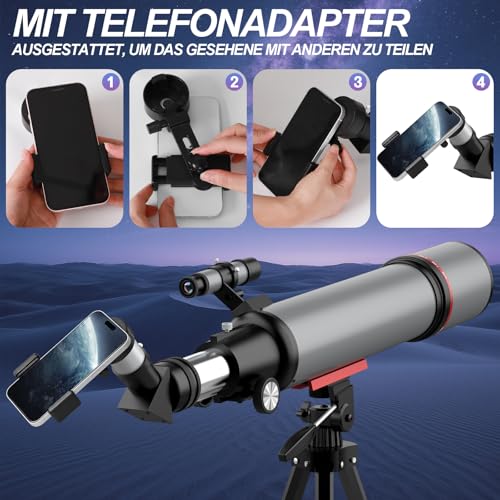Aurosports Astronomical Telescope for Adults - 90mm Aperture 600mm Refractor Telescope Ideal for Beginners Portable Perfect for Travel and Stargazing