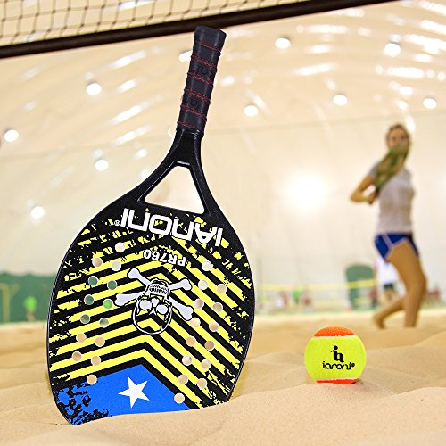 ianoni Beach Tennis Racket,Carbon Fiber Grit Face with EVA Memory Foam Core Beach Tennis Racket (PR760)