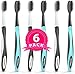 Nuva Dent Ultra Soft Charcoal Toothbrush - Gentle, Slim Brush Head, Medium Tip - Clean Plaque, Whiten Teeth - Works Well w/Activated Charcoal Toothpaste or Teeth Whitening Products, 6 Pack primary