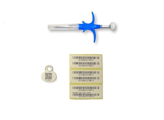 Chiphandel 2x MINI-Tiertransponder RFID Mikrochip Tierchip im Komplettinjektor + QR-Code-Anhänger GRATIS