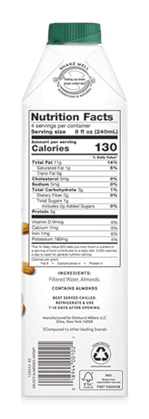 ELMHURST UNSWEETENED ALMOND MILK, 32 FZ
