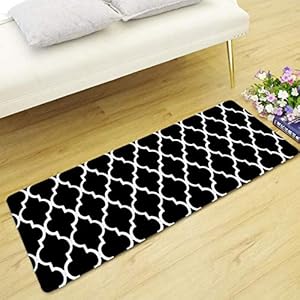 Keukenmatten Antislip Wasbaar Interieur Tapijt Flanel Keuken Tapijt Keuken Runner Matte, Zwart-wit Baddeken met…