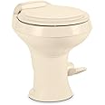Dometic 320 RV Toilet - Gravity Flush with enameled wood seat - Standard Height Flush with Foot Pedal for RVs, Trailers, and Outdoor Campers