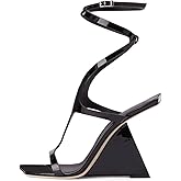 Kluolandi Women's Wedge Heeled Sandals Open Toe Criss-cross Strappy Sandals Heels Dress Shoes with Cut-out Design