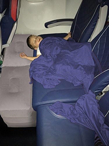 New Inflatable Travel Foot Leg Rest Pillow for Kids,Children During Airplanes Flight and Being kids Bed to Lay Down or Sleep on Long Flights from Mauvana - Blue