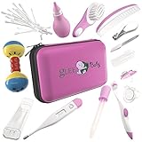 Baby Grooming Kit | Baby Care New Born Healthcare Kits | Nursery Essentials Set for Babies Best Baby Shower and Registry Gifts | Includes Nail Clipper Infant Hair Brush Comb Thermometer | Girl (Pink)