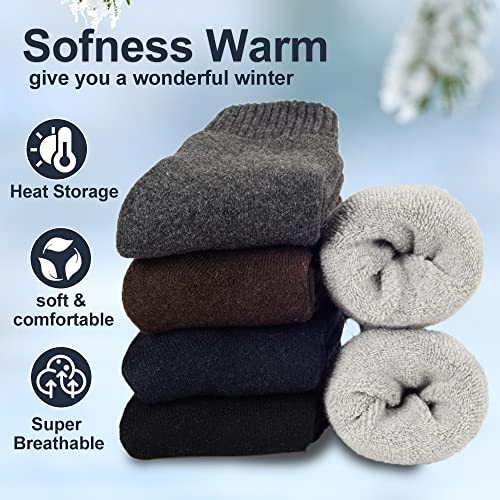 Josnown Socken Herren, 5 Paar Thermosocken WinterSocken mit Dicke Frotteesohle, Anti Schweiß, Atmungsaktives, Größe 39-45 thumbnail 2