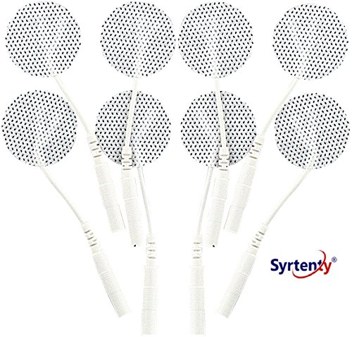Syrtenty TENS Unit Electrodes Pads 1 inch Round 8 Pcs Replacement Pads Electrode Patches For Electrotherapy