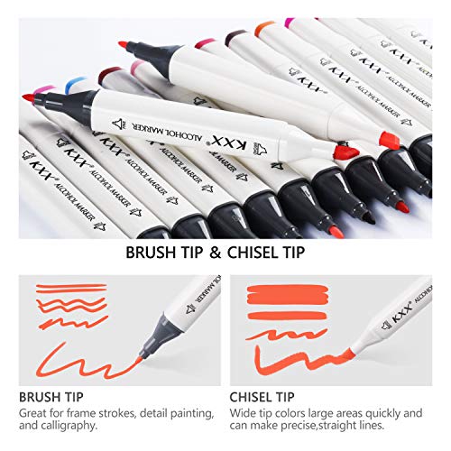 60 Colors Art Markers Set, Dual Tips alcohol Markers with Carrying Case