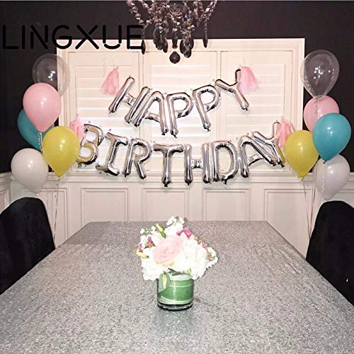 Conniecony Happy Birthday Balloons,16 inch Happy Birthday Alphabet Banner Foil Balloons Mylar Balloons for Birthday Decorations and Party Supplies (Silver)