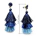Blue Ombre 3 Layer Tiered Thread Tassel Earrings Blue Tassel Dangle Drop Earrings for Women Sapphire Studs Birthday Party Valentines Gift