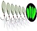 JSHANMEI Noctilucent Luminous Fishing Lures Metal Hard Bait Night Glow Sea Fishing Hard Baits Spoon Sequins with Feather Treble Hook