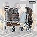 NEW Extra Wide Leopard Skin 4 Wheels Pet Dog Cat Stroller With RainCover
