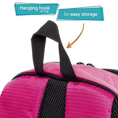 LISH Volleyball Backpack - Large School Sports Bag w/ Ball Compartment (Pink)