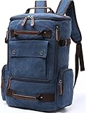 Aidonger Vintage Canvas Backpack Laptop Backpack Weekend Backpack (Dark Blue)
