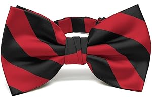 tiemart Men's Pre-tied Adjustable Striped Bow Tie