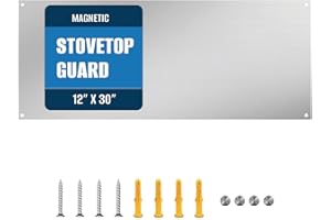 TUTU 12" By 30" Stainless Steel Stove Backsplash, Reversible Ultra Flat Splatter Guard Range Hood Backsplash, Easy Clean Wall Shield Magnetic Metal Panel