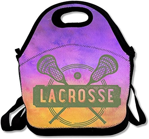 Starogs Lacrosse Insulated Lunch Bag With Zipper,Carry Handle And Shoulder Strap For Adults Or Kids Black