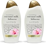OGX Body Lotion, Nourishing Coconut Milk Hibiscus, 13 oz (Pack of 2)