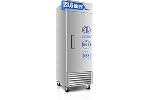 INNERCALM 27" W Commercial Refrigerator, 23.6Cu.ft Reach-In Single Door Stainless Steel commercial fridge, 3 Shelves, Fan Cooling, Auto Defrost, Digital Thermostat - Ideal for Restaurant, Bar, Cafe, Shop