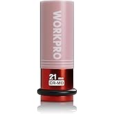 WORKPRO 1/2" Drive Lug Nut Impact Duty Socket, 21mm Deep Thin Wall Socket, Made of Premium Cr-Mo Steel, Non-Marring Lug Nut Wheel Sockets for Car