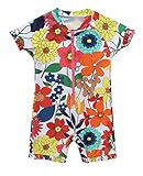 BeautyIn Girls Rash Guard Short Sleeve Swimming Costume Floral Swimsuits