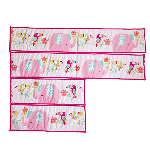Wowelife Baby Crib Bumper Pads Elephant Crib Bumpers Padded Pink Breathable 100% Soft Microfiber Polyester for Baby Girls(Pink Elephant)