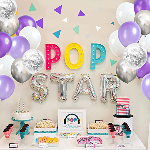 Ballon Anniversaire SKYIOL Violet Blanc Argent 30cm Hélium Métallique Confettis Ballons 10m De Ruban De Mariage Comme Enfants Fille Graduation Décoration De Fête De Douche De Bébé