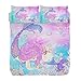 ZOEO Girls Mermaid Twin Bedding Set Pink Blue Unicorn Magic Cat Bed Sheets Sets Cartoon Bedspreads Cute Duvet Cover Set 3 Pieces for Teens