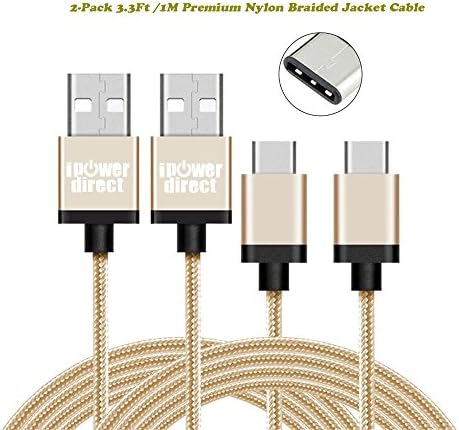 iPowerdirect® 2-Pack 1M Type C USB Charger Nylon Braided Cable with Reversible Connector For New Macbook 12", ChromeBook Pixel, Nokia N1 Tablet, OnePlus 2, Asus Zen AiO Any Devices with Type C USB