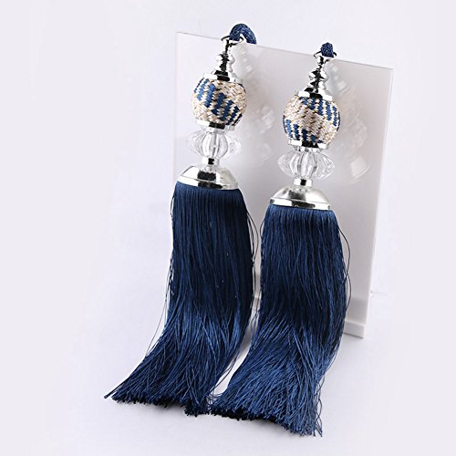 BERTERI 1 Pair Elegant Dark Blue Window Curtain Tassel Tiebacks, Curtains Hanging Ball Holdback Living Room Supplies Window Treatment Accessories