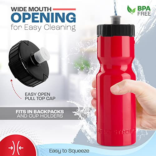 50 Strong Sports Squeeze Water Bottle Bulk Pack 24 Bottles 22 oz