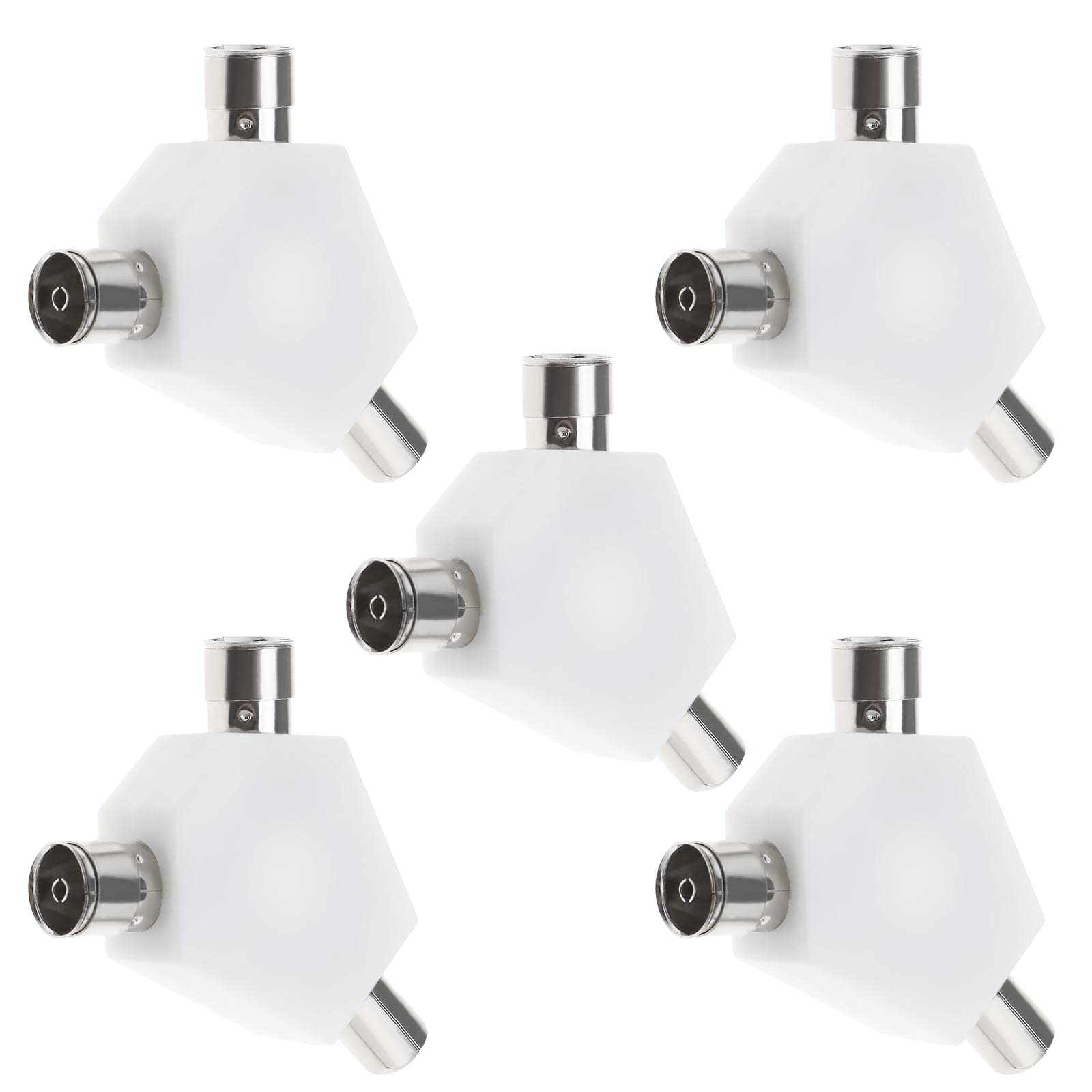 eMagTech 5Pcs TV Aerial Male to Female Connectors Coaxial Digital Signal Antenna Splitter TV Aerial Connector for Cable TV Video Devices 9.5mm