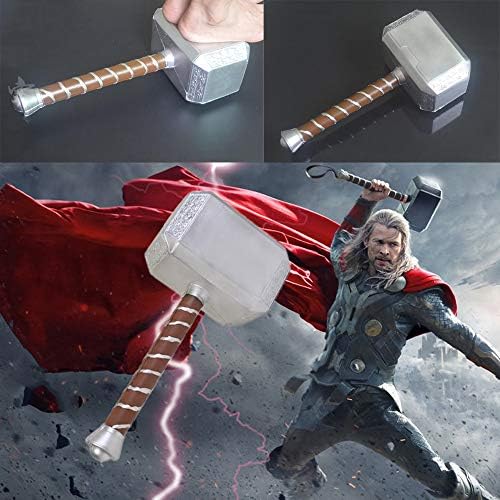 GOODKSSOP 17 Inch Large Adult Size Thor's Hammer PU Foam Thor Thunder Hammer Toy Collectors Cosplay Prop Fancy Replica Weapon Silver Grey Xmas Gift