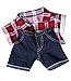Plaid Flannel Shirt & Jeans Teddy Bear Clothes Outfit Fits Most 14