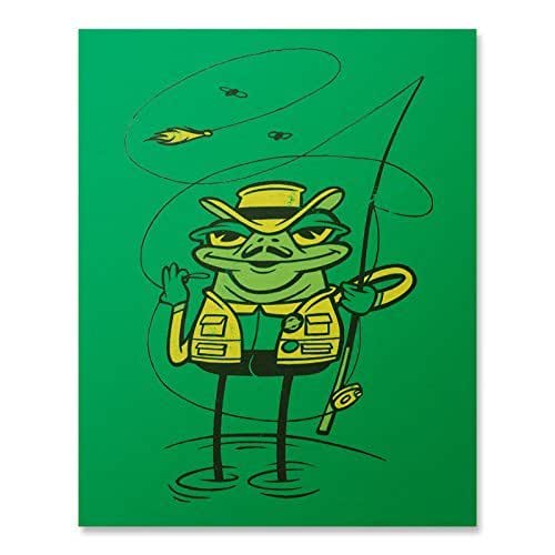 Amazon Com Frog Print Fishing Print Fly Fishing Print Cute