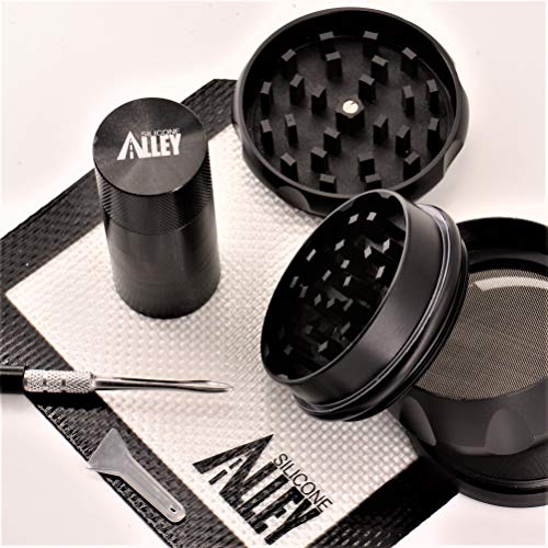 SILICONE ALLEY Herb & Spice Processing [PREP KIT] - Grinder (1) Nonstick Mat (1) Pick Tool (1) + Pollen Press [Aluminum] (1) - Thumbnail 5