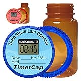 TimerCaps with Large Vials (Qty 2) - LCD Stopwatch Timer Automatically Tracks Time Elapsed Between Doses - Pill Reminder for Medications and Vitamins