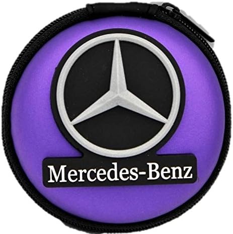 Original Style Purple PVC Material MERCEDES-BENZ Logo Durable Carry Case Storage Headphone Earphone Pouch Holder and Organizer Also for Pen Drives Memory Cards and Other Small utilities