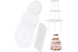GYWHOOFT 3 Tiered White PVC Separator Plates with 9 Pcs Cake Dowels for 6/8/10 Inch Cakes for Chic Multi-Tiered Cake in The P