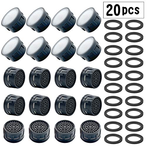 20Set Faucet Aerator Bathroom Sink Aerator with Gasket -Flow Restrictor Insert Faucet Aerators Replacement Parts for Kitchen Bathroom(2.2 gpm Aerator)