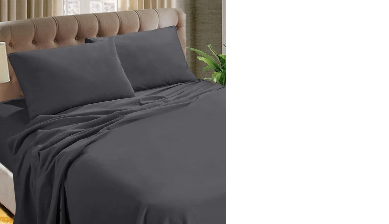 Rayyan Linen Thermal Flannelette Flat Sheet 100% Cotton Brushed Luxury Soft Flat Bed Sheet Or Pillowcases (Charcoal Grey, King)