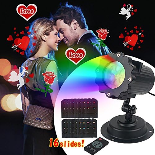 Christmas Projector Light, Aiguozer Waterproof 16 Patterns Magical Moving Projector Lights Show Festival Landscape Decor Lamp with Remote Control for Home Garden Holiday Entertainment, Parties