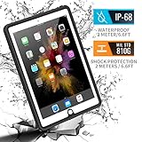 meritcase Waterproof Case for iPad 9.7(2017/2018/Air), IP68 Full Protection Rugged Heavy Duty Shockproof Snowproof Dustproof Cover with Table Stand for Apple iPad 5th/6th Gen/iPad Air-Black