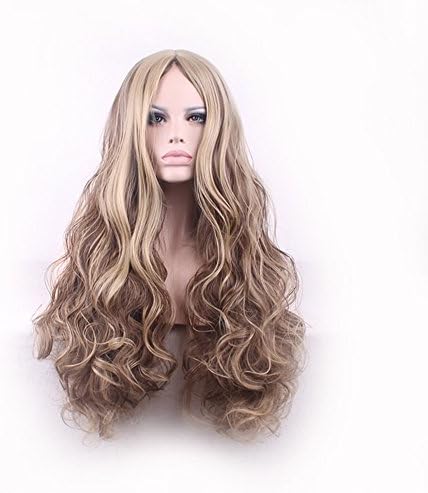Yesui Cosplay Wig for Women Synthenic Long Wavy Hair Light Brown Curly Wigs with Middle Part Lotia Costumes Party