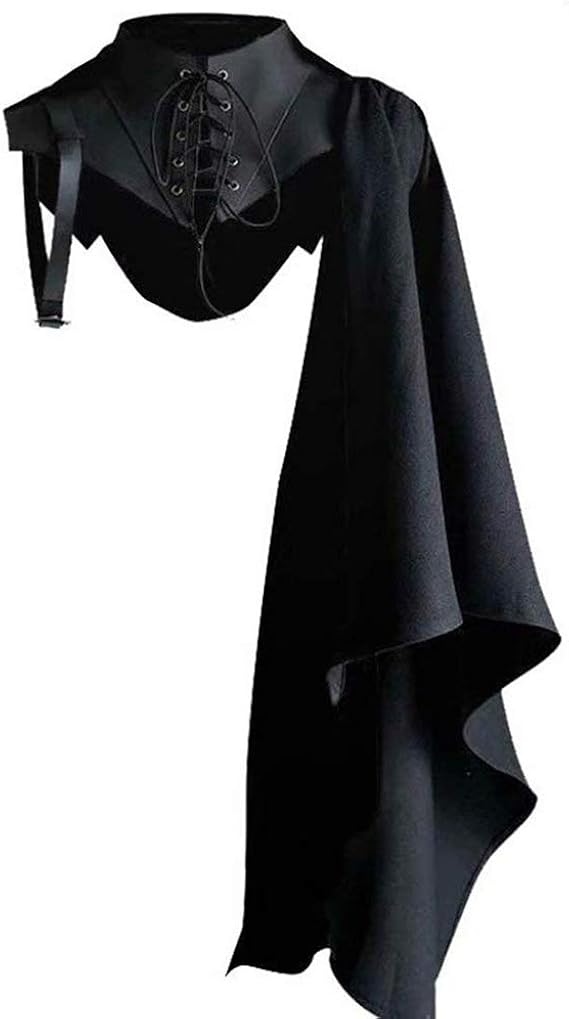 Medieval Steampunk Cloak Shawl with Collar Templar Knight Costume Lace